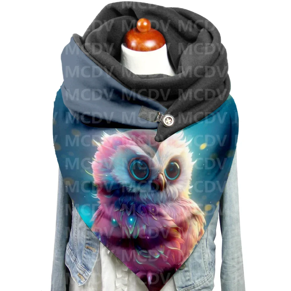 Owl 3D Printed Casual Scarf And Shawl for Women Warm and Comfortable Scarf