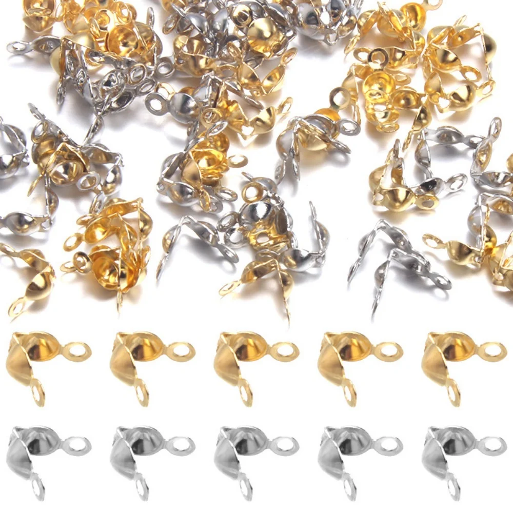 100pcs Connector Clasp Fitting 4*7mm Ball Chain Calotte End Crimps Beads Connector Components For DIY Jewelry Making Supplie
