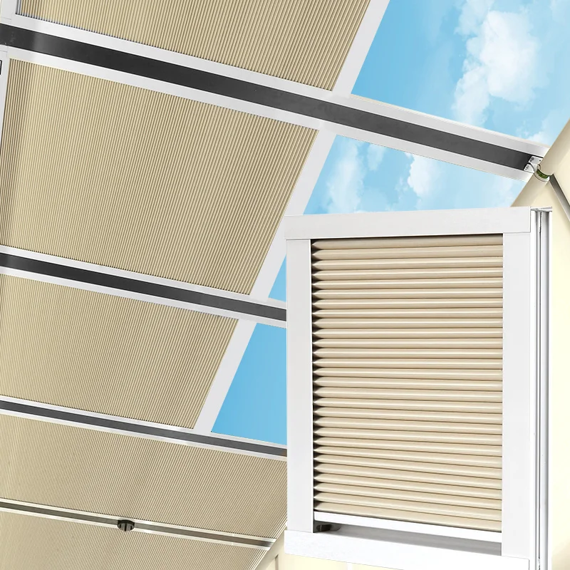 Modern Electric Blackout Shade Curtain Smart Roll Honeycomb Skylight Blinds Kitchen Roof Window Fabric Material Outdoor