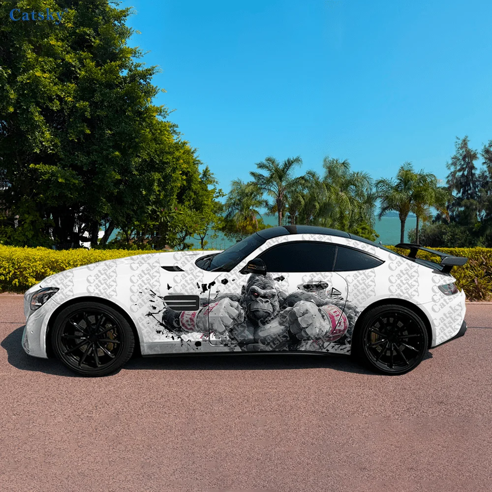 2pcs Boxer Gorilla Car Side Decals, Self-Adhesive PVC Waterproof & Scratch-Resistant Stickers, Universal Car Accessory Gift