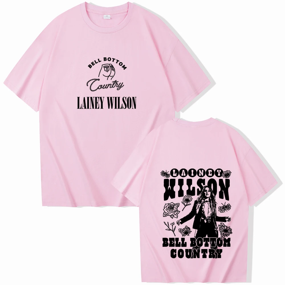 Lainey Wilson Bell Bottom Country 2024 T-shirt Unisex O-neck Music Fans Gift Casual Summer Printing Oversized Regular