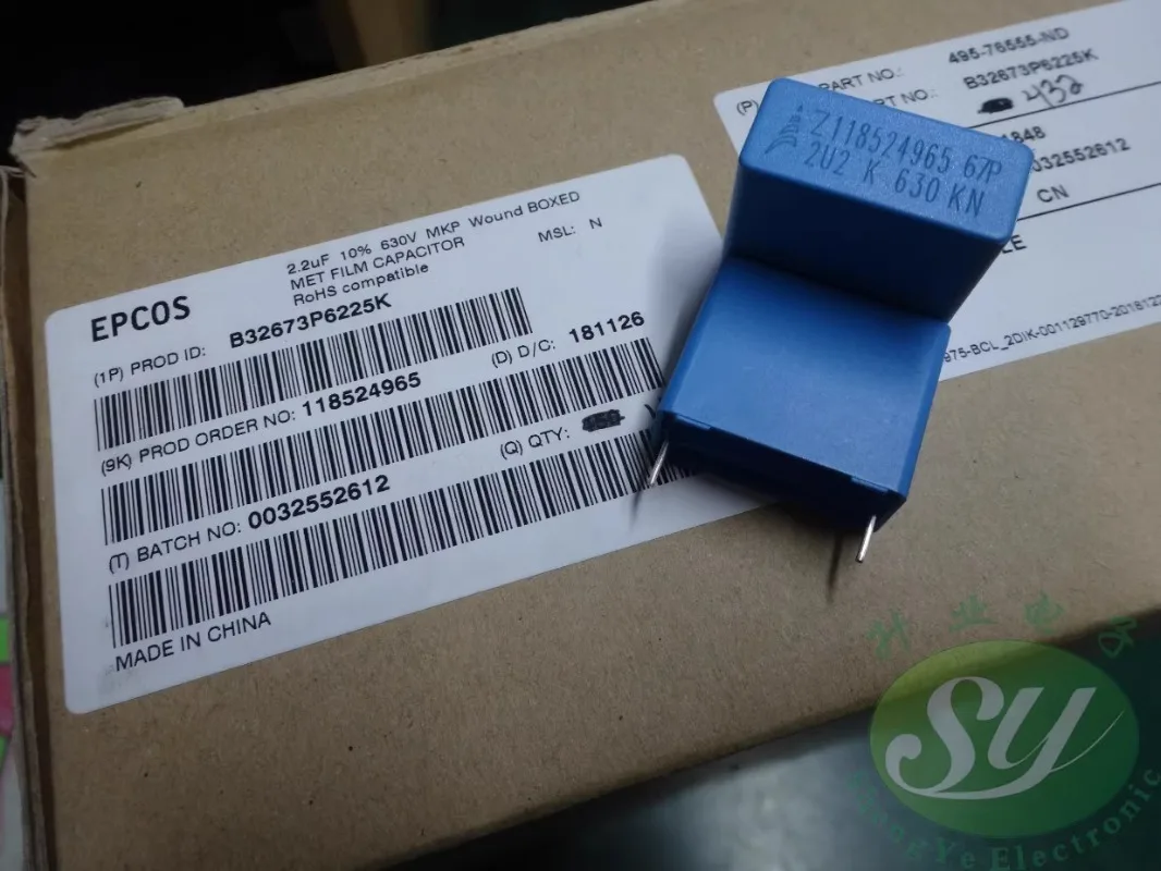 

EPCOS 2.2uf/630v 2u2 225 New 22.5mm polypropylene film capacitor B32673P6225K