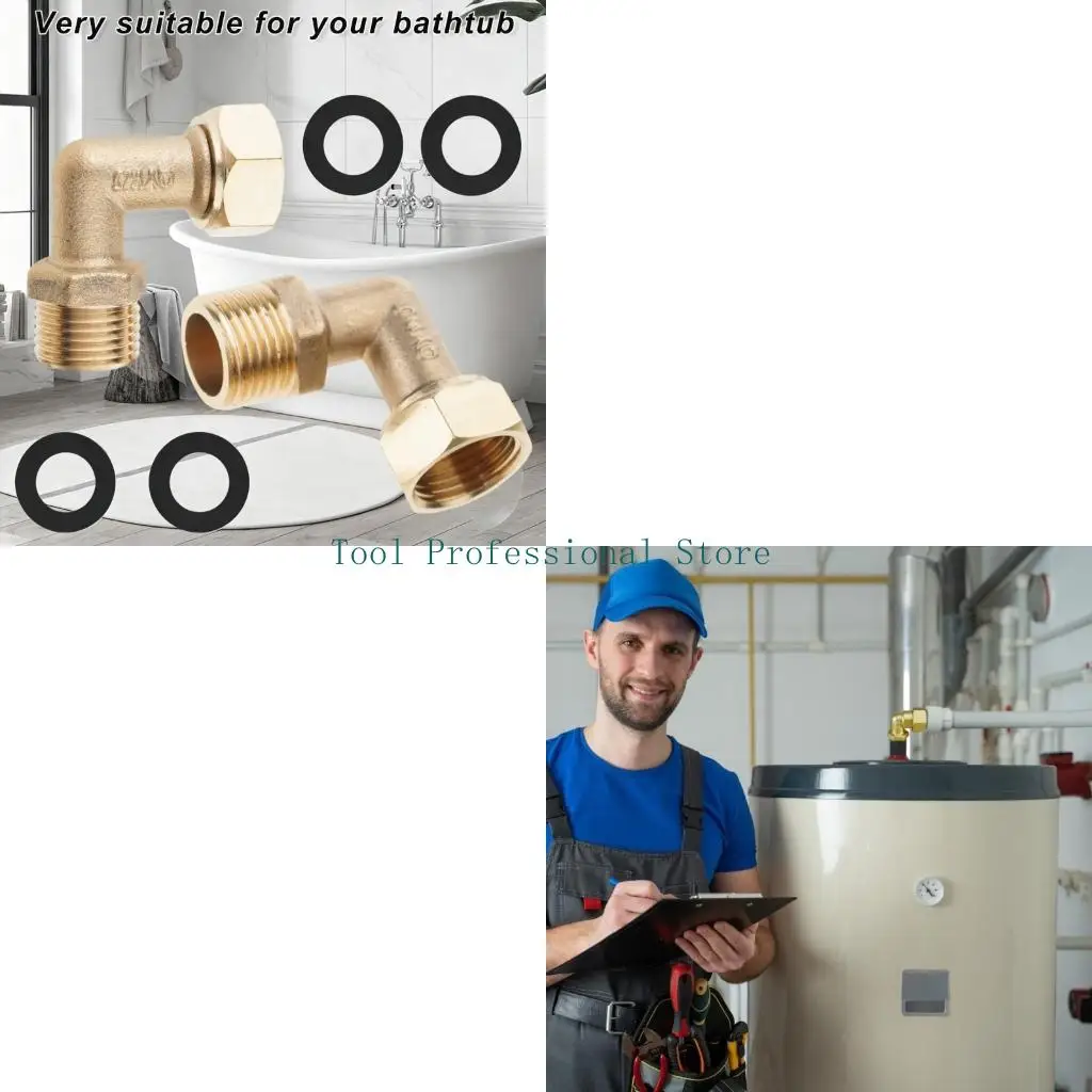 57QF 2lots Brass Water Pipe Elbow Connector Space Saving Heavy Duty Pipe Fittings For Compacts Plumbing Needs