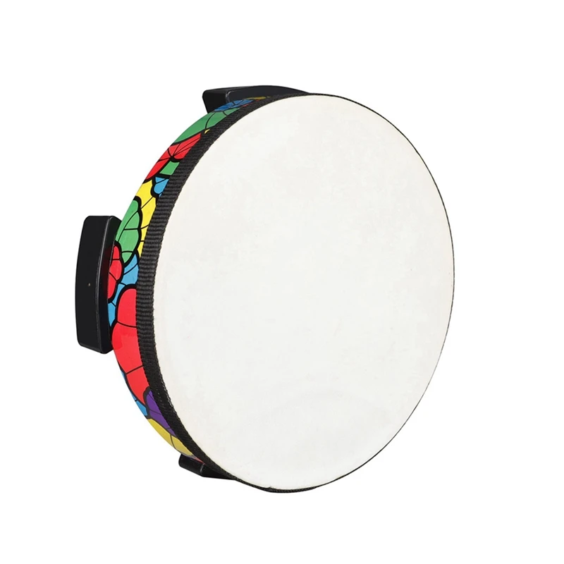 Ground Drum Sheepskin Applique Tambourine Hand-Held Percussion Instrument Kids Musical Gift Child Educational Toy