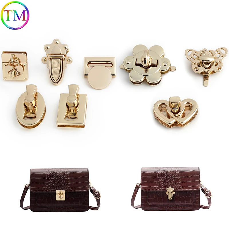 

5-10PCS Gold Metal Clasp Turn Lock Twist Locks Bag Decor Buckles Handbag Purse Closure Clasps DIY Hardware Replace Accessories