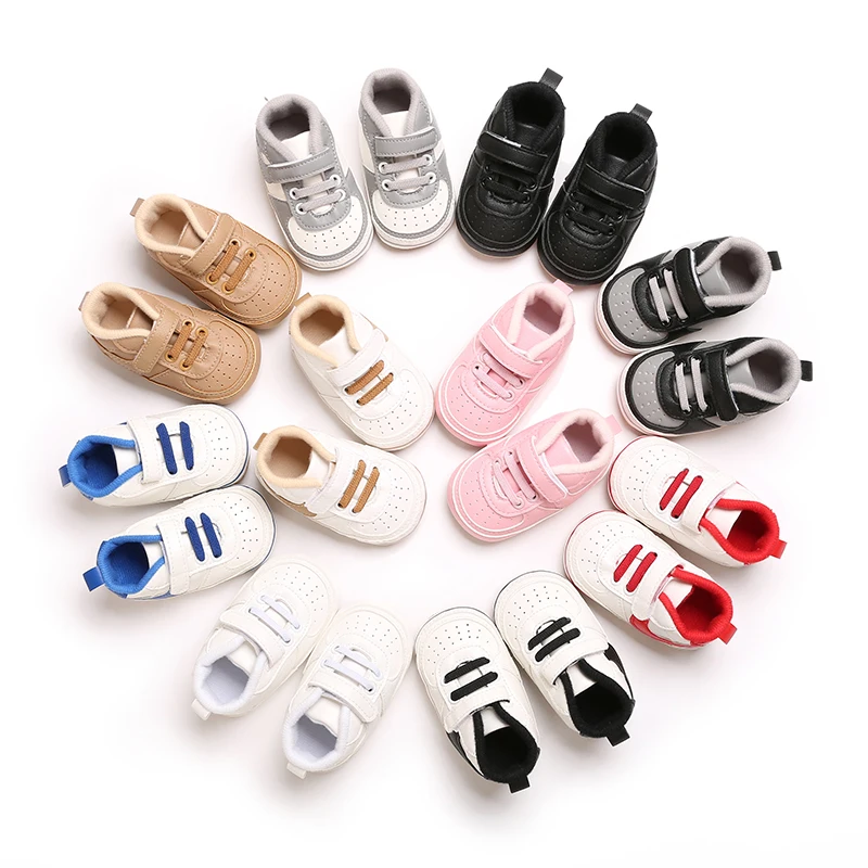 

0-18M Newborn Baby Shoes Boy Girl Classical Sport Rubber PU Leather Multi-Color First Walker Casual Sneakers Baptism Shoes