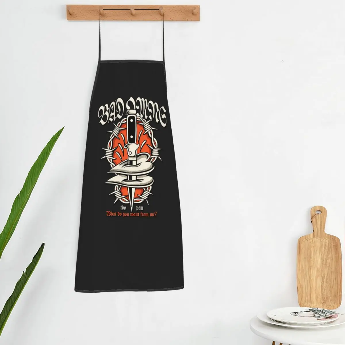 Custom B-Bads Brand O-Omenes Fashion Hip Hop Heart Funny Apron Men Unisex Kitchen Chef Bib Tablier Cuisine Baking Gardening