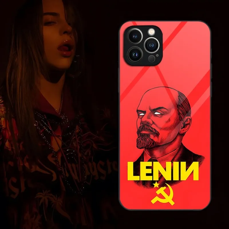 Vintage Stalin USSR CCCP Phone Case For IPhone 14 Pro 13 12 11 Mini X XS XR Max 6 8 7 Plus SE 2020 2022 Glass Design Cove