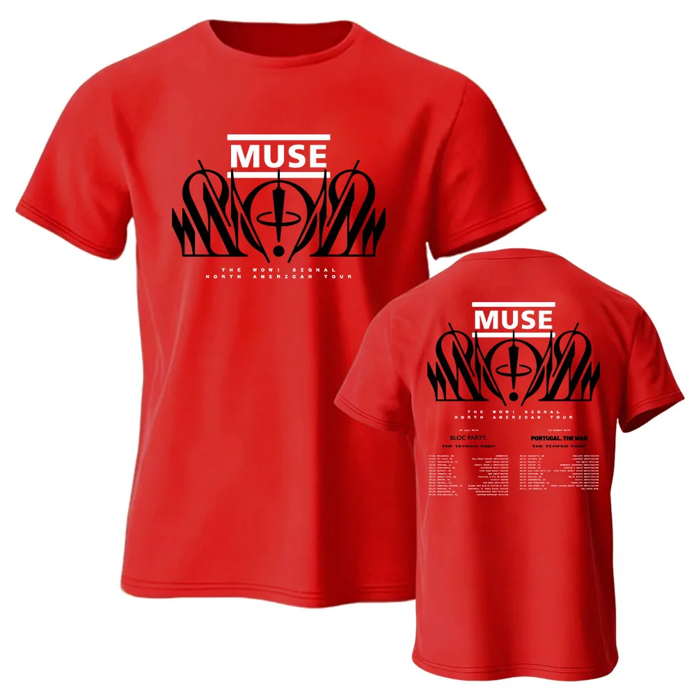 MUSE North American Tour T-shirt The Wow! Signal Album Design Tshirts Cotton Short Sleeve Summer Male Tees Unisex Streetwear Top