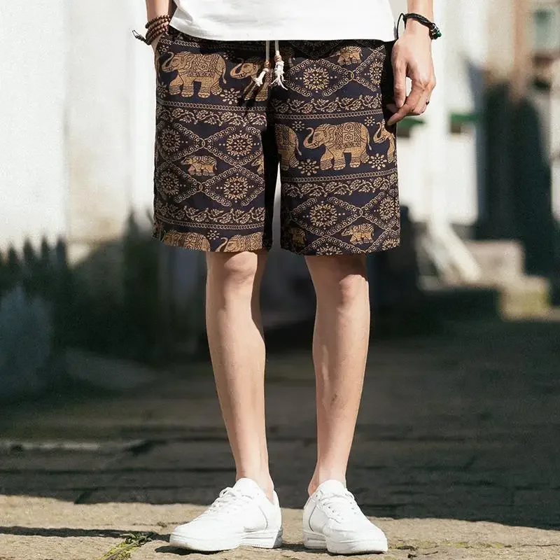 Male Short Pants Board Graphic Blue Floral Men's Shorts Small Size Personalizate Cotton Designer New in Pant 2024 Dry Fit Thin