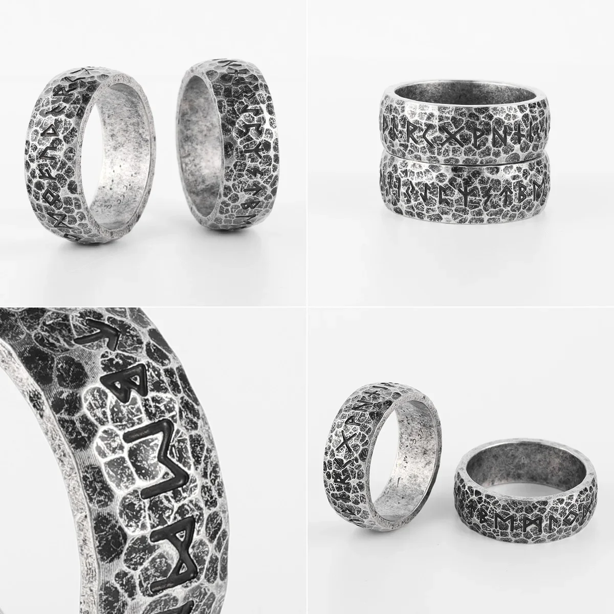 خمر فايكنغ رون الدائري الرجال الشمال الأساطير الفولاذ المقاوم للصدأ المتعثرة تميمة الفرقة للذكور متسابق المجوهرات الرجعية هدية بالجملة