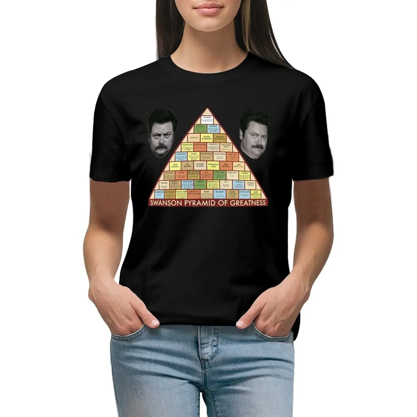 

Swanson Pyramid of Greatness T-Shirt shirts graphic tees kawaii clothes aesthetic clothes animal prinfor cotton t shirts Women