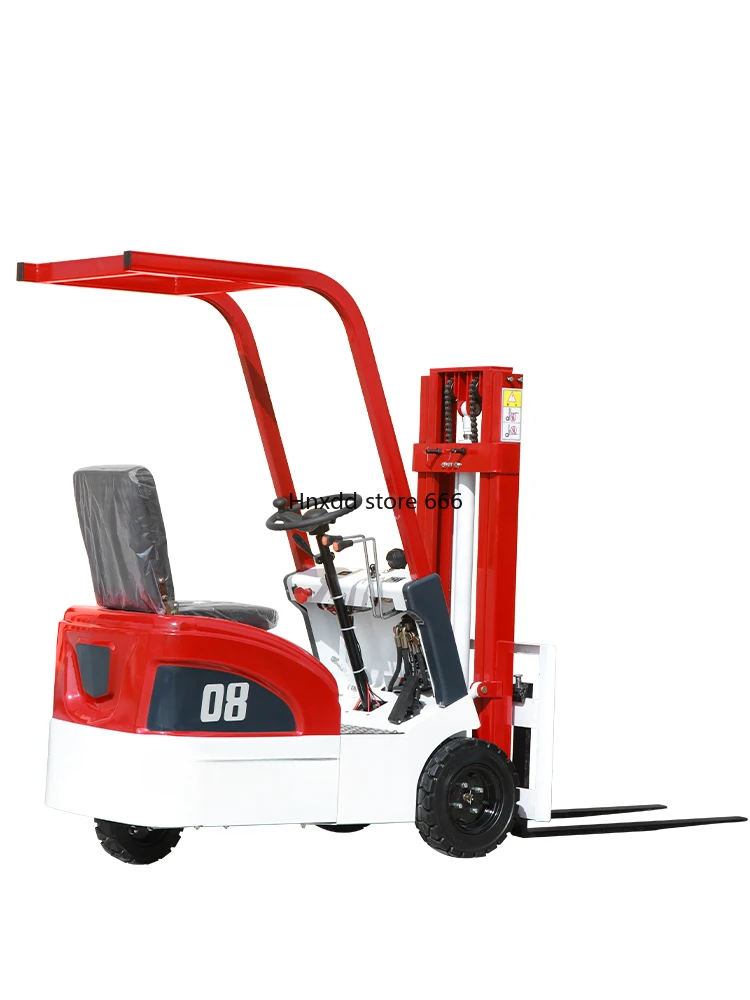 Small electric forklift 1 ton new energy seat-mounted three-point hydraulic lift stacker handling and unloading truck