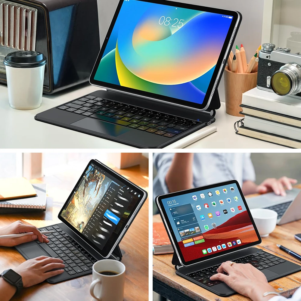 LESEN YYEAH Magic Keyboard für iPad Air 2025 Hülle für iPad Air 6 11 2024 Pro 13 Pro 11 2024 für iPad Pro 12,9 Air 4 5 10,9 Zoll Hülle