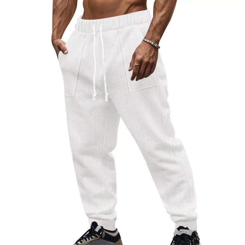 

Men's Knitted Harem Pants Casual Breathable Sports Long Trousers Drawstring Autumn Winter Cotton Straight Leg Pants