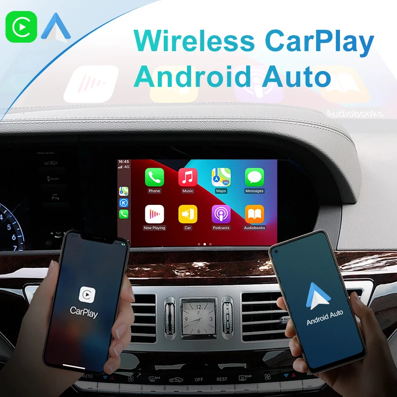 Sem fio apple carplay para mercedes benz ntg 3.5 w221 s cl 2010-2012 carro play android auto espelho link vista frontal câmera reversa