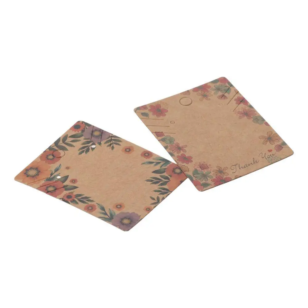 Cartes d'Exposition de Motifs de Fleurs en Papier, Carton Marron, Cartes d'Exposition de Bijoux