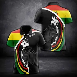 Bolivia Flag & Coat of Arms Customized Polo Shirts Summer Casual Streetwear Men's Fashion Loose Jersey Plus Size Sportswear