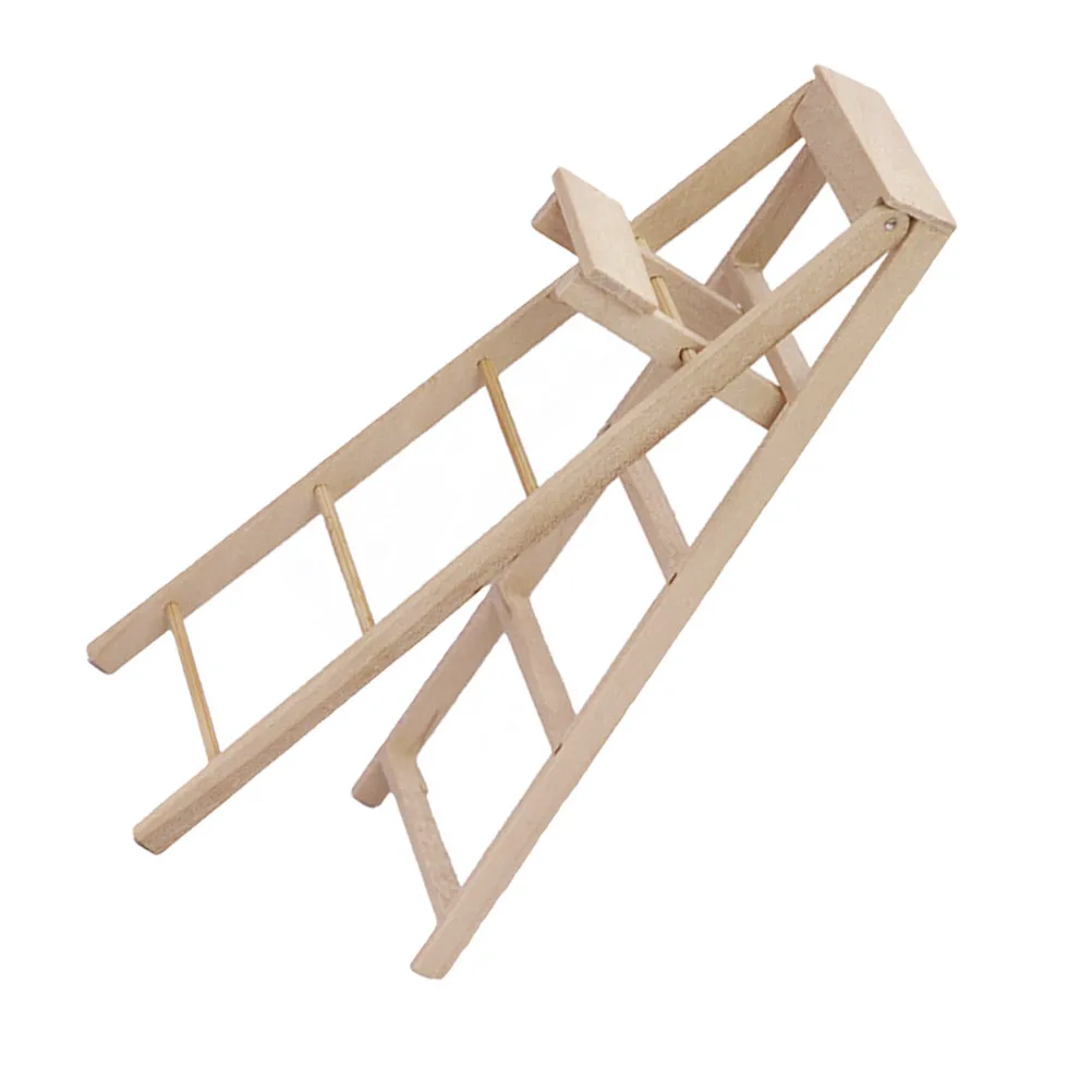

Miniature Wood Ladder Natural Smooth Finish Creative Step Ladder for Mini House Decoration Landscape and Garden Ornament