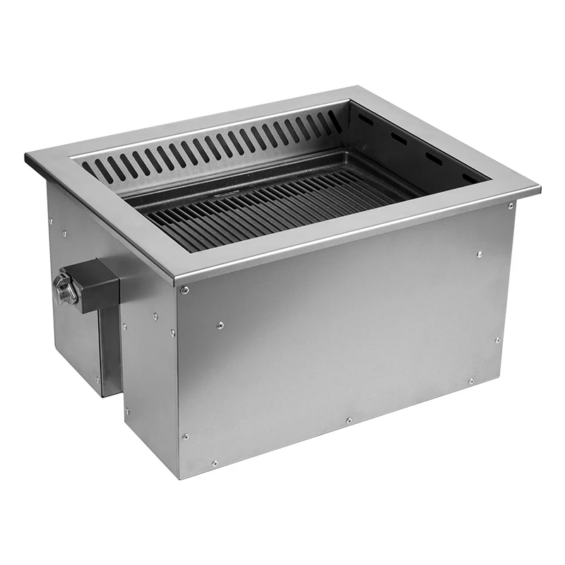 for Japanese Rectangle Down Smoke Exhaust Electric Grill 2400w Embedded Commercial Smokeless Restaurant Table Electric Bbq Grill