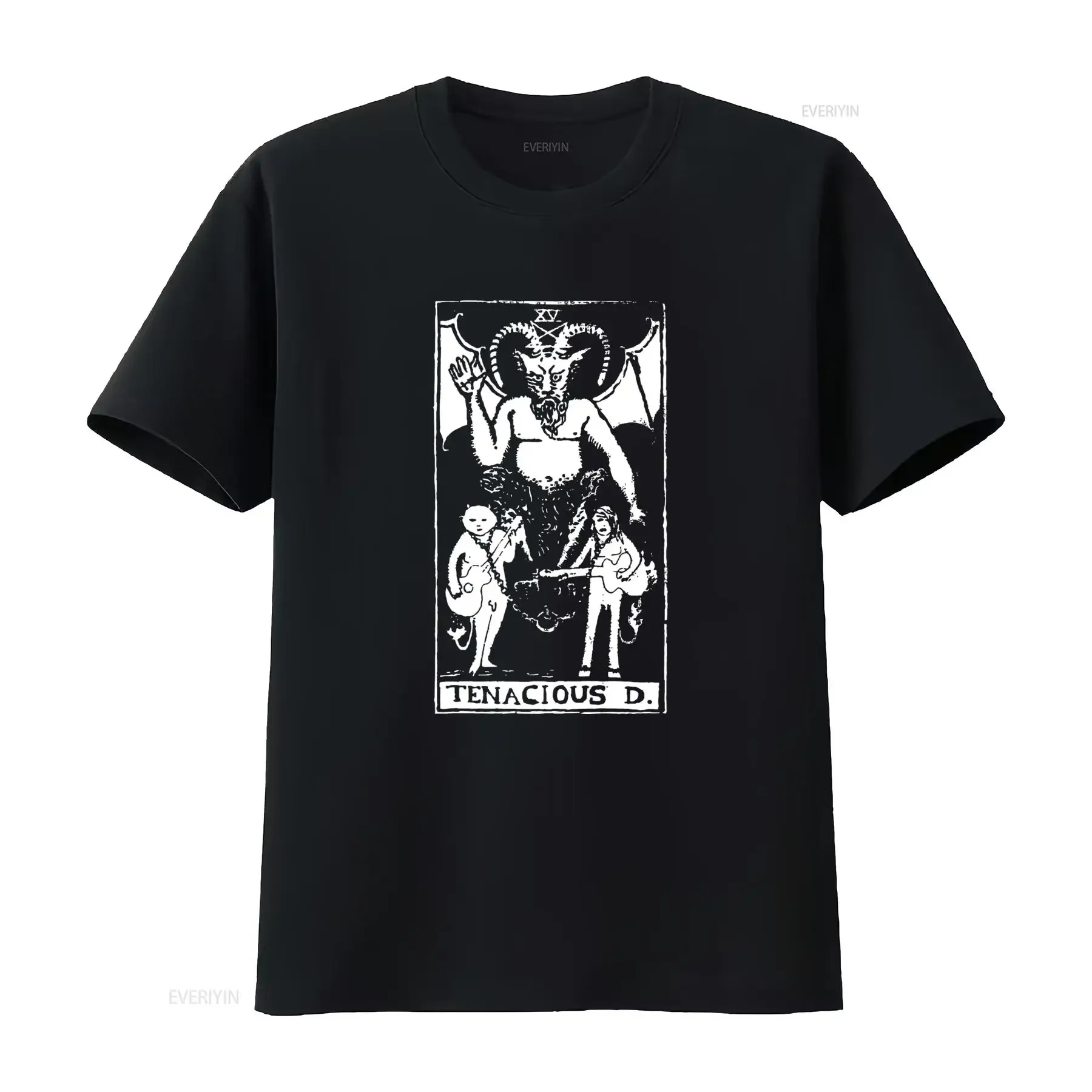 Tenacious D Tarot T Shirt Merch Jack Black Kyle Gass Rock Music Tribute Devil  vintage Washed Slightly fashion graphic Unisex