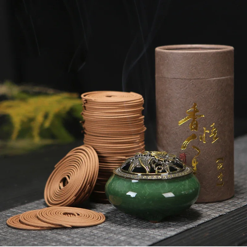 F 120pcs/box Natural Handmade Sandalwood Coils Incense Aromatherapy Kitchen WC Bedroom Bathroom Antiseptic Refreshing Incenses