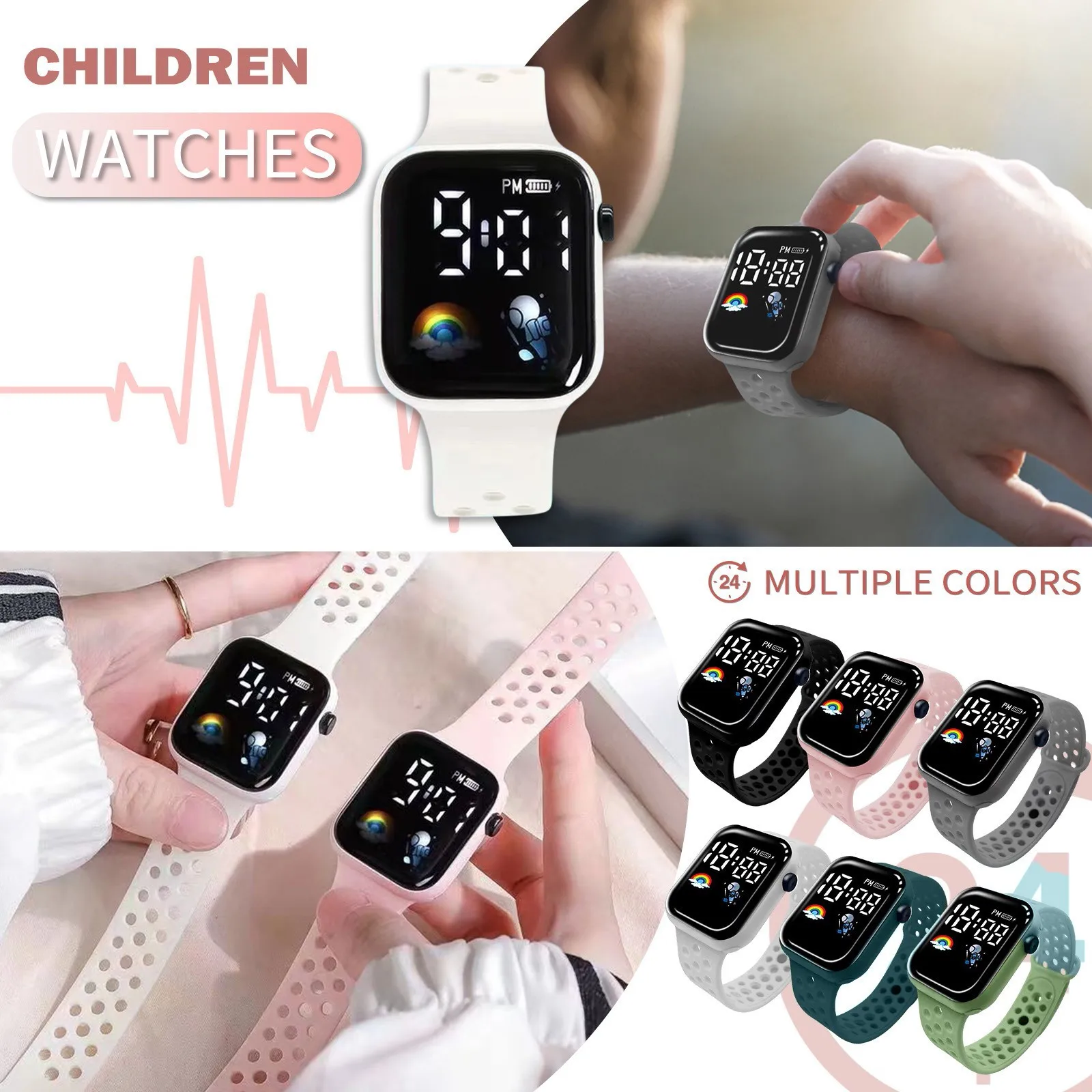 2025 LED Digital Watch For Kids Sports Waterproof Watches Silicone Digital Luminous Watch Casual Childrens Electronic Bracelet