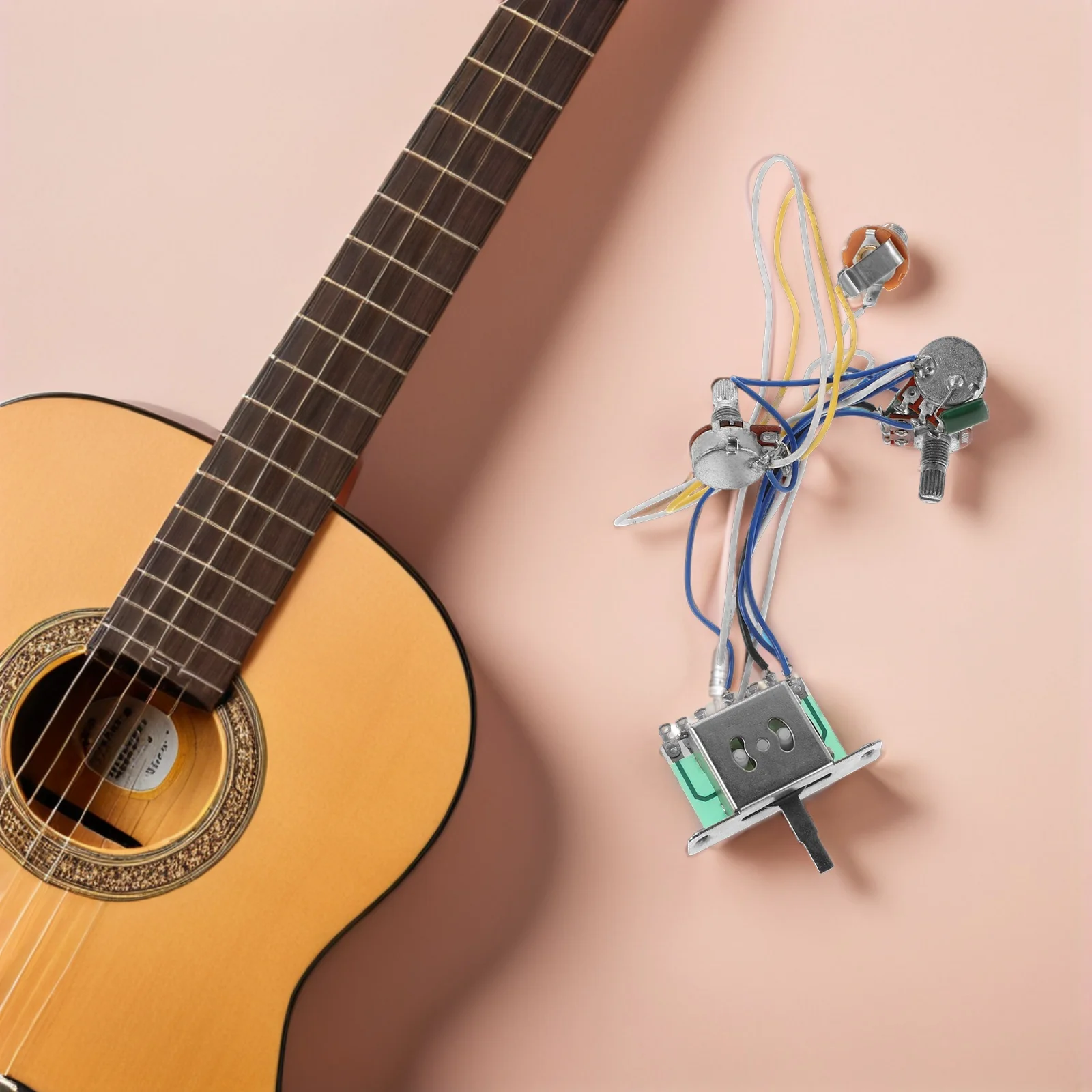 

1 Set Universal Electric Guitar Parts Copper Jack Bass Circuit Wiring Harness Pickup Selector Switch Tone Volume Control Guitar