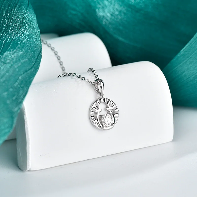 

Женское ожерелье из чистого серебра S925, позолоченный круглый муассанит, европейские и американские модные украшения, аксессуары для вечеринок