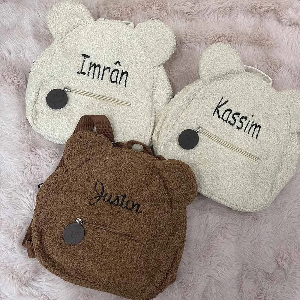 Customized Embroidery Name Bear Backpack Personalized Portable Children Travel Shopping Rucksack Women's Cute Bear Shoulder Bags