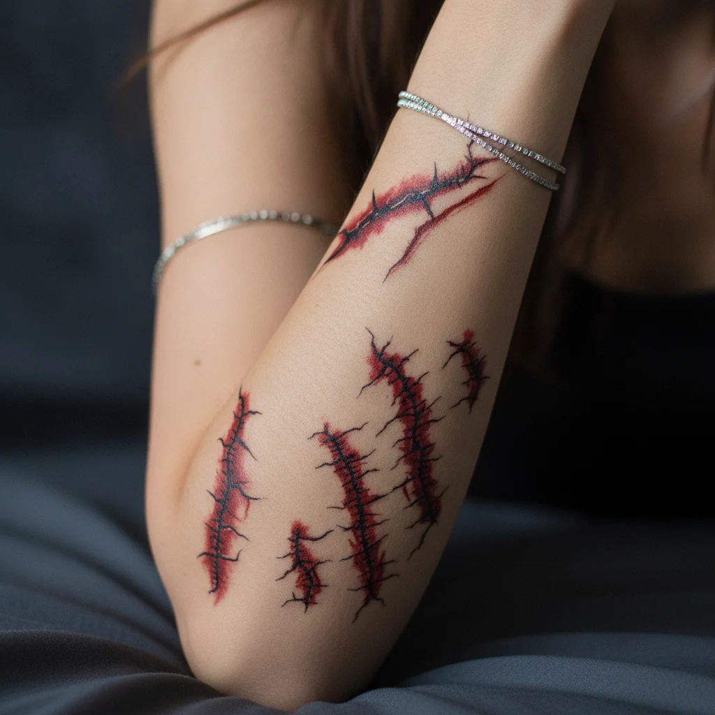 Simulated Scar Halloween Temporary Tattoo Sticker Waterproof Blood Vessels Tattoo Halloween Face Tattoo Stripe Crack Mark