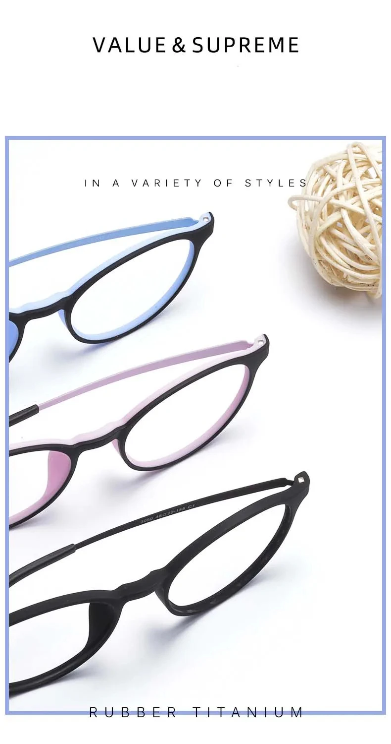 Ultraleichte Lesebrille aus Titanlegierung TR90 mit Farbblockdesign für Damen, blauer Rahmen, Retro-Rundform, Blaulichtfilter, Presbyopie 0 +100 +200 – Detail 7