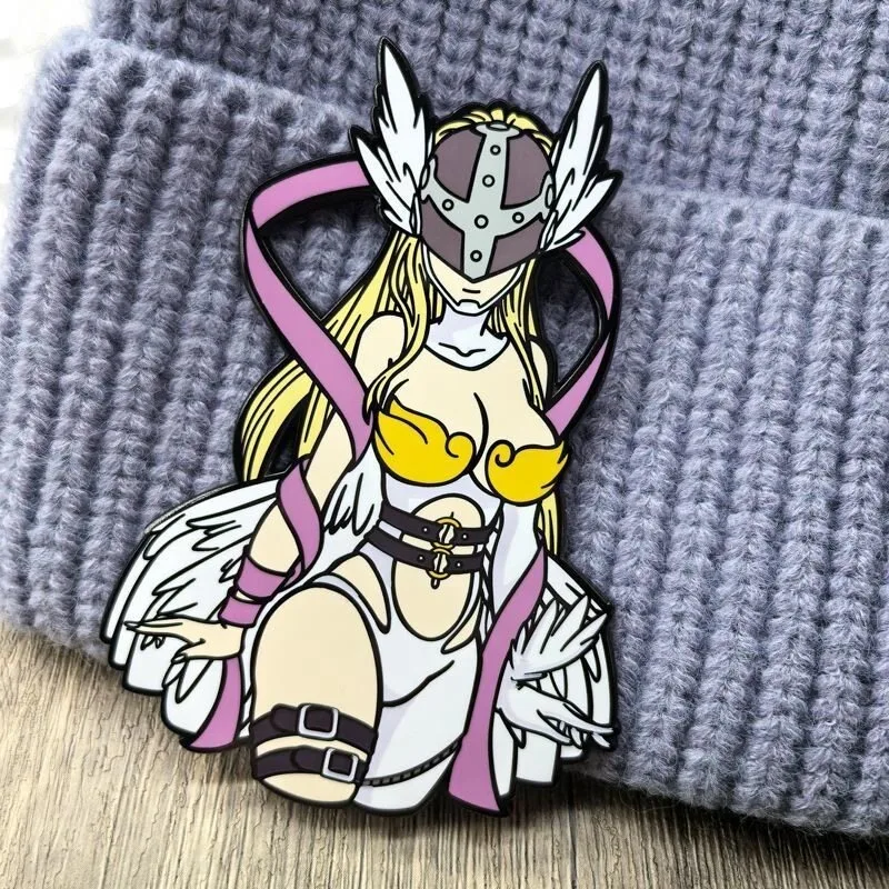 Digimon Angewomon Metall-Abzeichen Cartoon Anime Charakter Schlüsselanhänger Niedliche Brosche Rucksack-Anhänger Dekoration Spielzeug Geschenk – Detail 4