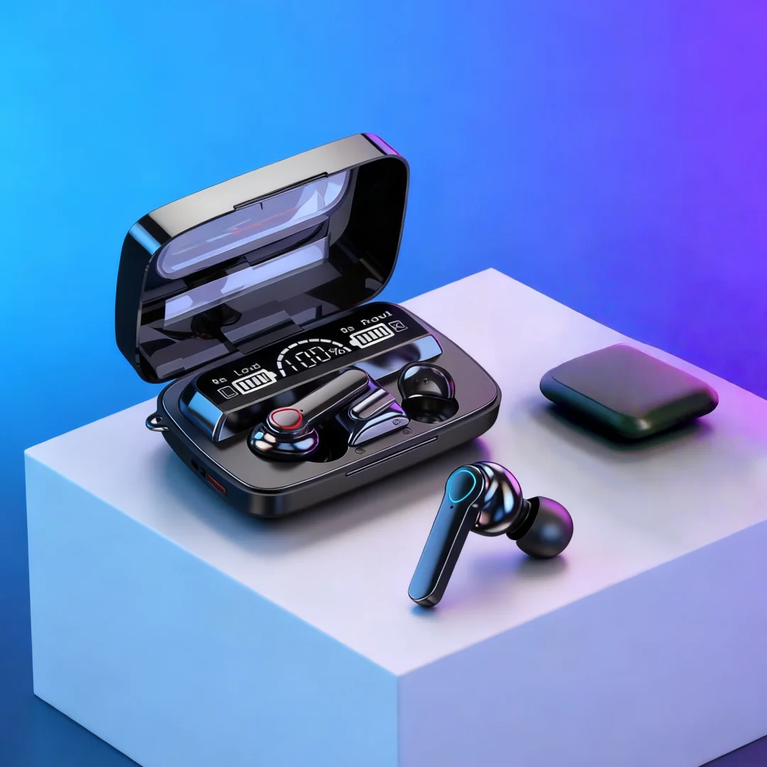 Nuevos auriculares Bluetooth M19 TWS 5,3 9D, auriculares inalámbricos de alta fidelidad, auriculares táctiles con pantalla Digital IPX7, resistentes al agua