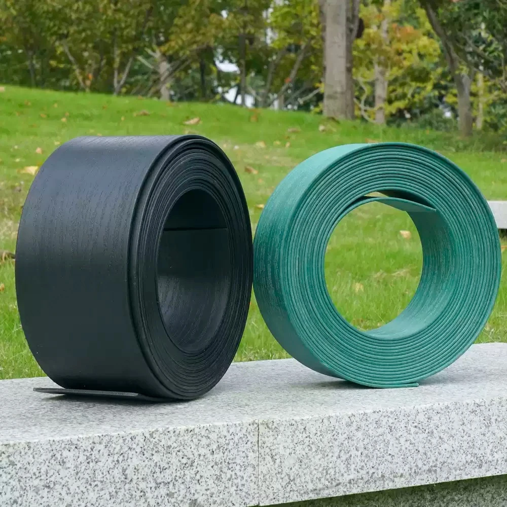 Landscape border, garden edge, lawn, backyard edge (8cm high green wood grain, 10 meters with 10 nails, thickened 3mm)