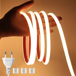Cinta de luz adhesiva impermeable, tira Flexible de luces Led COB de 220V, 10, 20, 30, 50 metros, 288Led/m, para el hogar y el jardín
