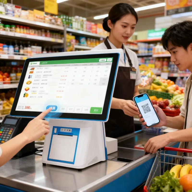 

2026 WiFi Android 15.6" Touch Screen POS Terminal With NFC 1920x1080 Resolution Built-in Printer & Scanner Customer Display