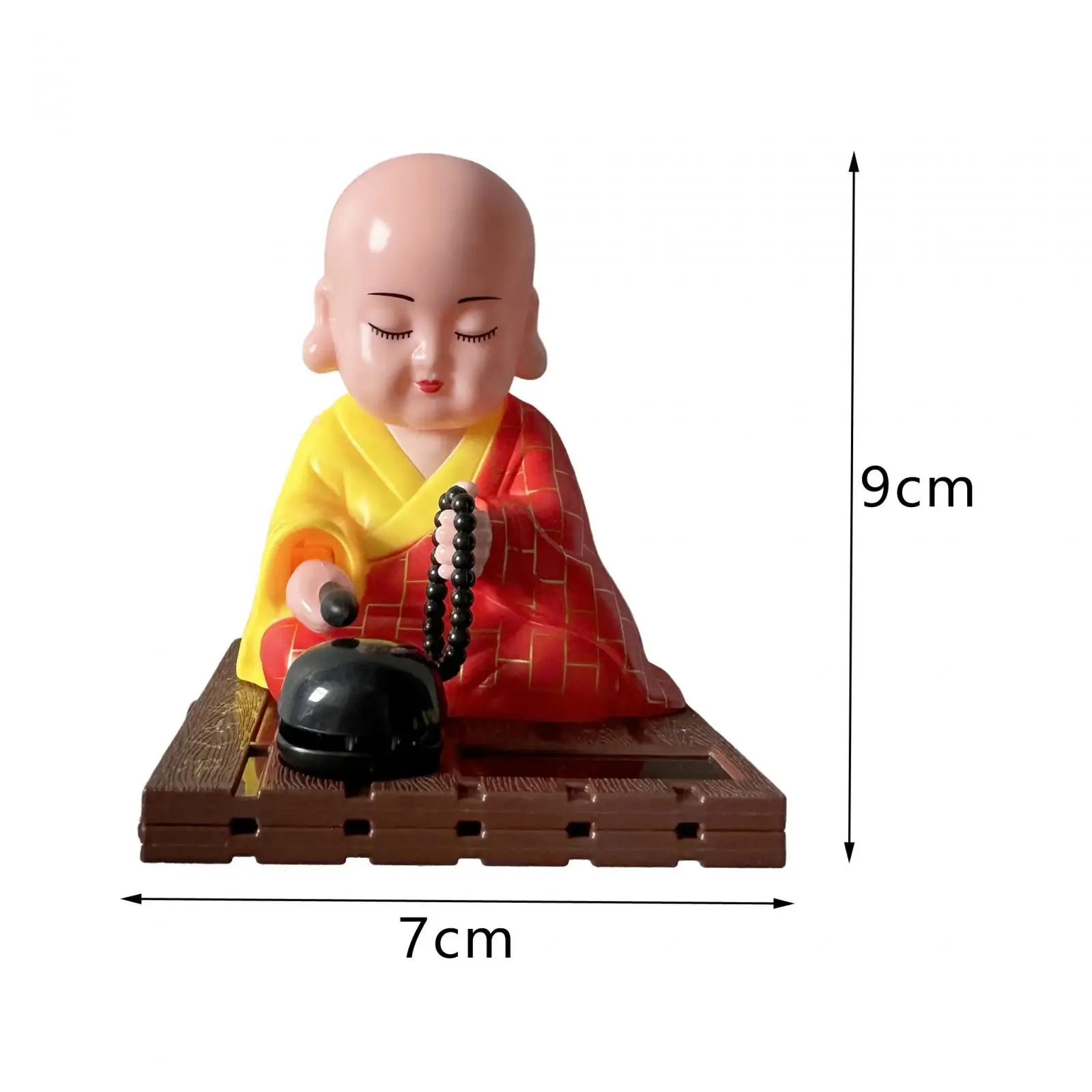 Solar Powered Bobble Shaking Head Dancing Toy Buddhist Monk Doll Figurines Statues Car Dash Board Decorations