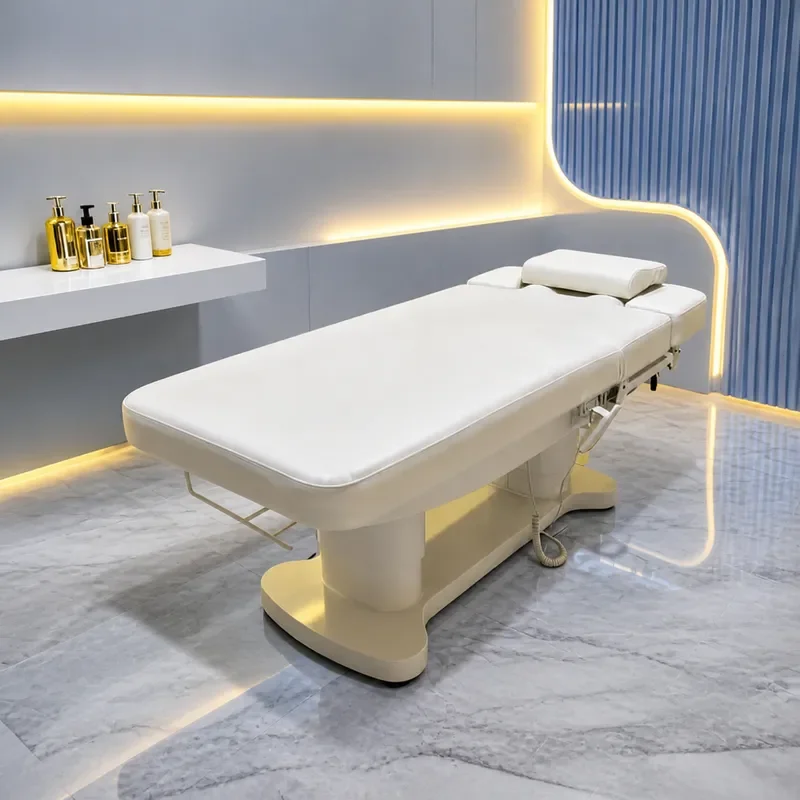 Electric Beauty Bed Adjustable Massage Table with Storage Hole for Physiotherapy Facial Treatment Spa Home Use