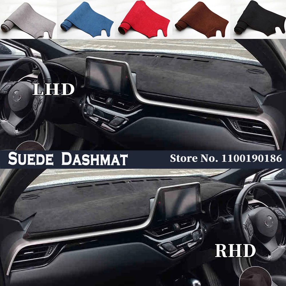 Car Styling Suede Dash Mat Covers Dashmat Dashboard Pad Protector Accessories For Toyota C-HR CHR 2016 - 2024 Hybrid 2021 2022