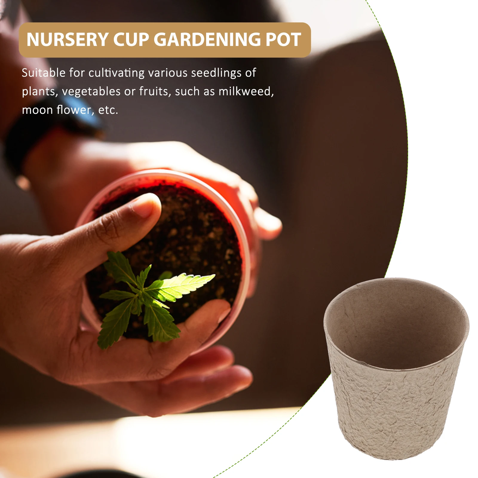 

12Pcs High Quality Pulp Plant Nursery Cups Decorative Eco-Friendly Seedling Pots for Vegetables and Flowers