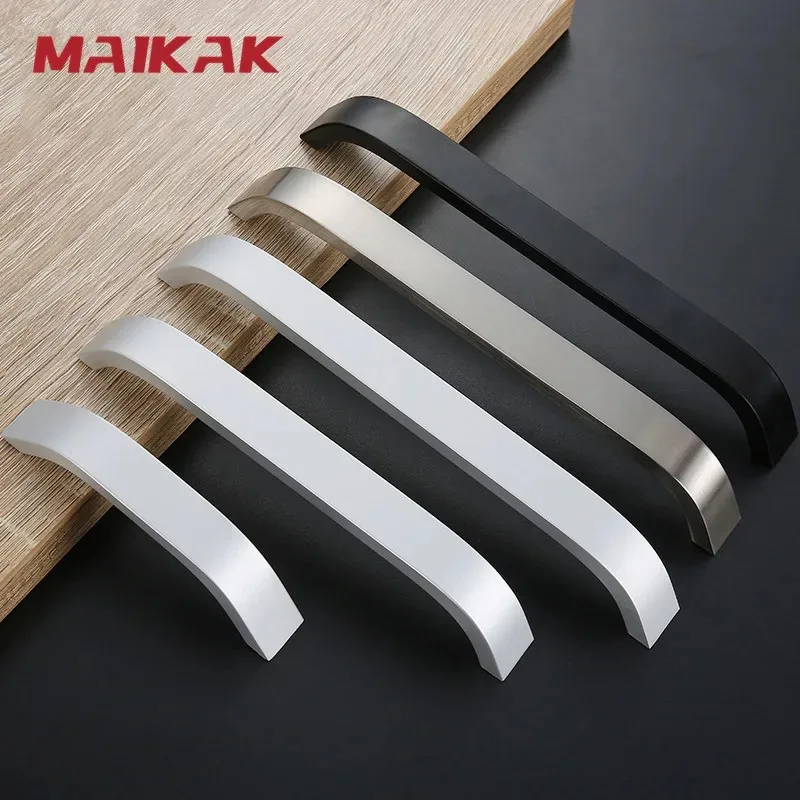 Kitchen Cabinet Knobs Handles Black Furniture Handle for Cabinet Drawer Pulls Aluminum Alloy Handle 96/128/160/192mm