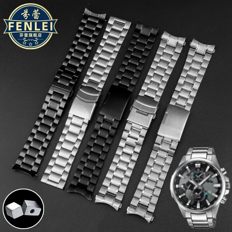 Ремешок для часов из нержавеющей стали для Casio, женский ремешок для часов ручной работы MDV 107 MDV-106/303D Φ MTP1375 Swordfish, мужской изогнутый ремешок для часов 22 мм