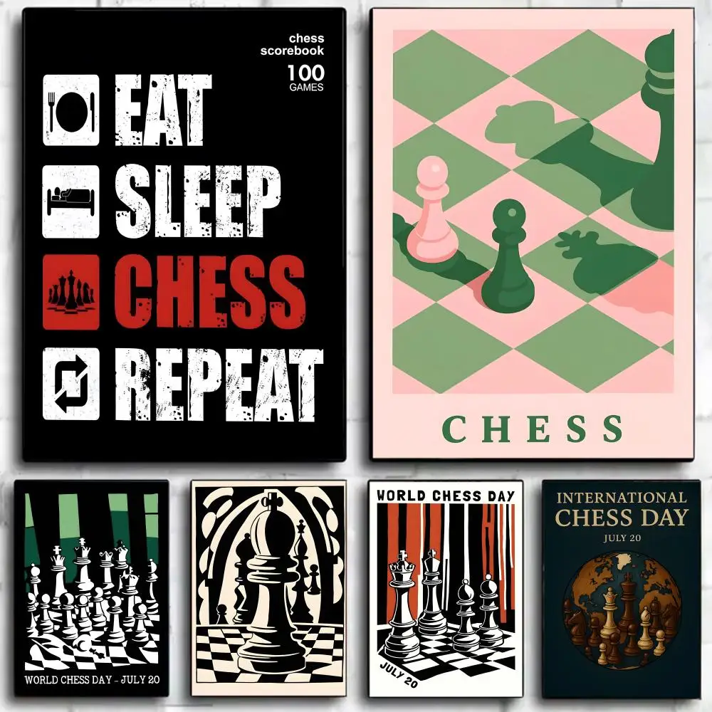 Competitive Solemn W-World Chess Day Poster Wall Art Print Decorative Mural Home Decor Gift Unframed