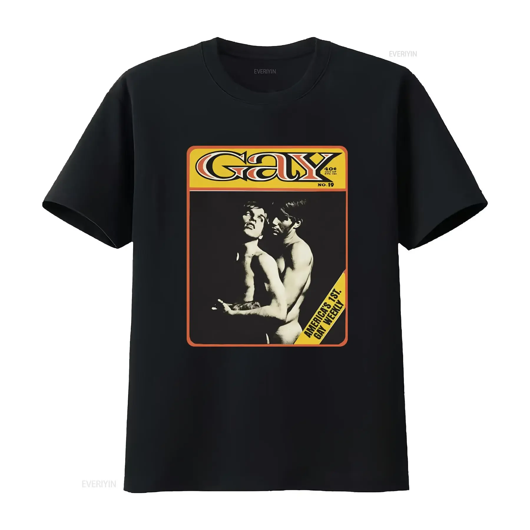 Gay Volume 19 America's 1st Weekly 1970 Retro Print T Shirt vintage Washed homme fashion Unisex Casual Versatile Slightly