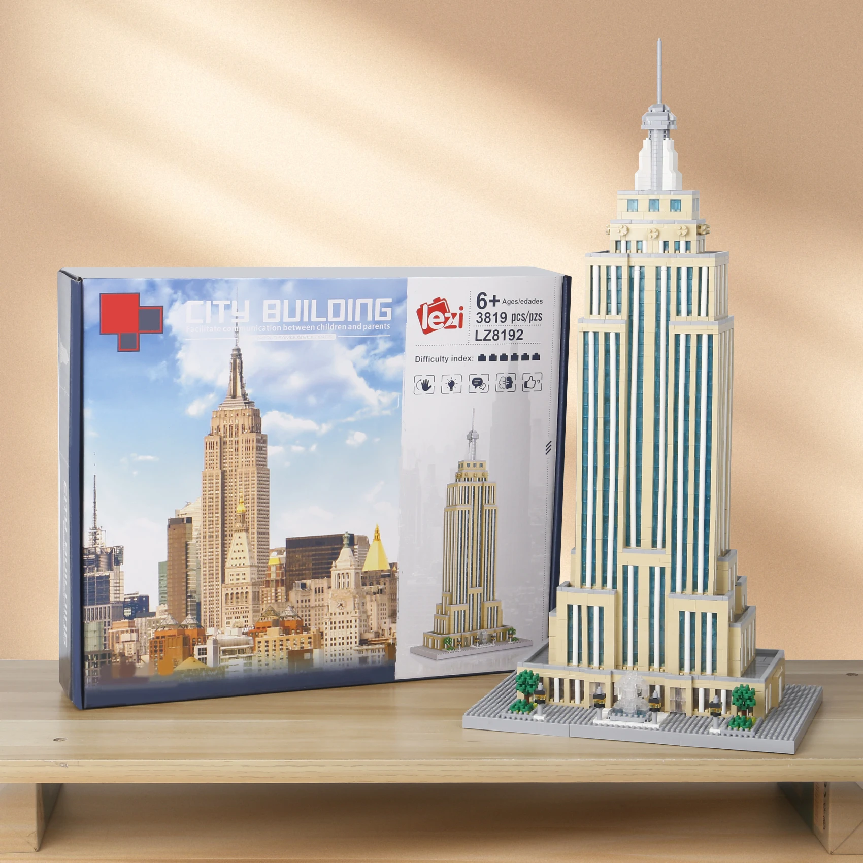 3800 ELEMENTÓW KLOCKI MIASTO EPOKA KONSTRUKCJI BUDOWLA IMPERIUM STATE BUILDING ZNAKOWY OBIEKT ARCHITEKTURY ZESTAW MIKRO KLOCKÓW ZABAWKA PREZENT DLA DZIECI