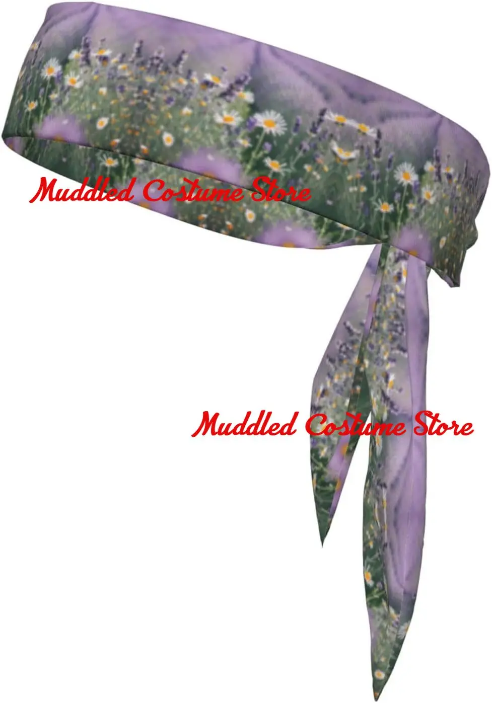 

Двусторонняя спортивная повязка на голову с принтом лаванды и ромашек, регулируемая спортивная повязка на голову