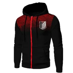 High Street Plus Velvet Digital Print Polka Dot Men's Hoodie Attack on Titan Outdoor Street Sports zipper Sweatshirt