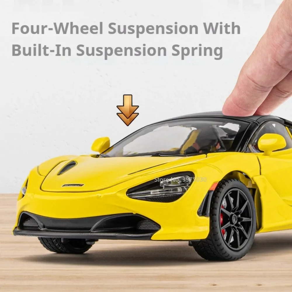 1:24 720s Alloy Supercar Toy Miniature Car Model Alloy Diecast Sound Light Pull Back Toys Vehicle Models Children Christmas Gift