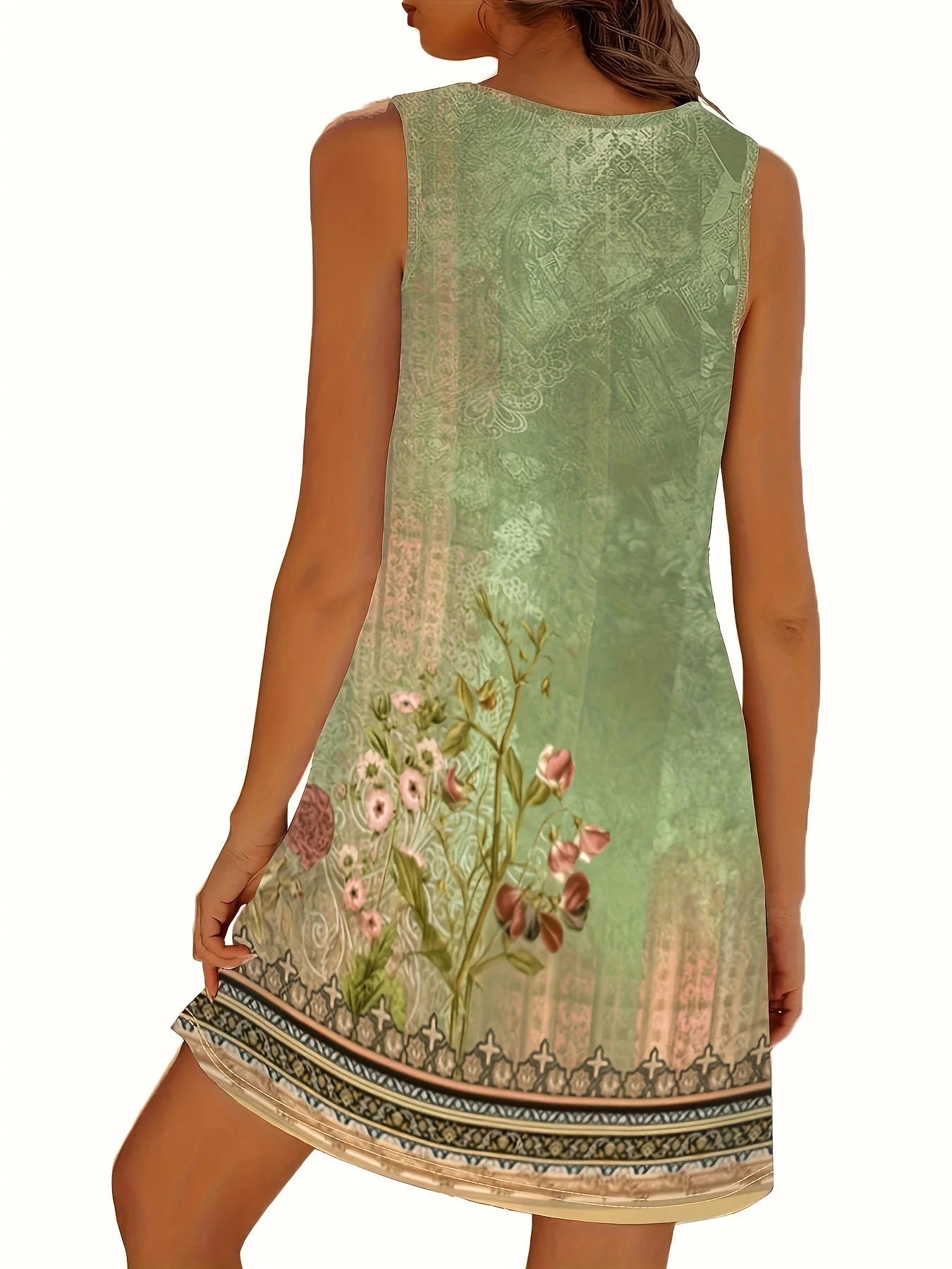 2025 New Bohemian Floral Print Mini Dress Women's Fashion Short Skirt Boho Style Clothing Spring Summer Trend